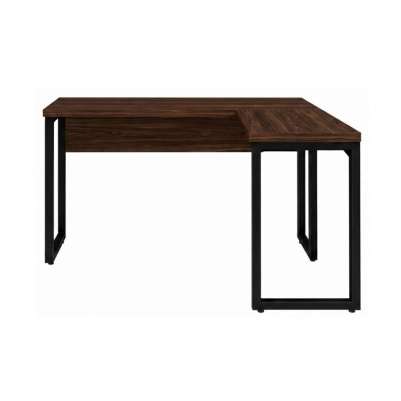 Móveis para Escritório Mesa para Escritório em L com Pé Industrial (Mesa 1,50m + Mesa Auxiliar) - Sem Gavetas - Louro / Preto - 25476