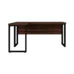 Móveis para Escritório Mesa para Escritório em L com Pé Industrial (Mesa 1,70m + Mesa Auxiliar) - Sem Gavetas - Louro / Preto - 25478