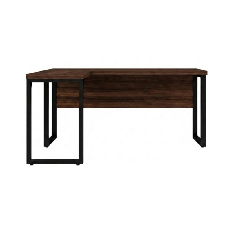 Móveis para Escritório Mesa para Escritório em L com Pé Industrial (Mesa 1,50m + Mesa Auxiliar) - Sem Gavetas - Louro / Preto - 25476