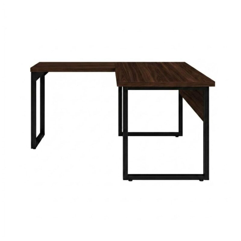 Móveis para Escritório Mesa para Escritório em L com Pé Industrial (Mesa 1,70m + Mesa Auxiliar) - Sem Gavetas - Louro / Preto - 25478