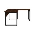 Móveis para Escritório Mesa para Escritório em L com Pé Industrial (Mesa 1,70m + Mesa Auxiliar) - Sem Gavetas - Louro / Preto - 25478