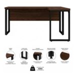 Móveis para Escritório Mesa para Escritório em L com Pé Industrial (Mesa 1,70m + Mesa Auxiliar) - Sem Gavetas - Louro / Preto - 25478
