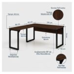 Móveis para Escritório Mesa para Escritório em L com Pé Industrial (Mesa 1,50m + Mesa Auxiliar) - Sem Gavetas - Louro / Preto - 25476