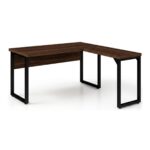 Móveis para Escritório Mesa para Escritório em L com Pé Industrial (Mesa 1,70m + Mesa Auxiliar) - Sem Gavetas - Louro / Preto - 25478