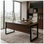Móveis para Escritório Mesa para Escritório em L com Pé Industrial (Mesa 1,70m + Mesa Auxiliar) - Com Gavetas - Louro / Preto - 25479