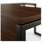 Móveis para Escritório Mesa para Escritório em L com Pé Industrial (Mesa 1,70m + Mesa Auxiliar) - Com Gavetas - Louro / Preto - 25479