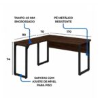 Móveis para Escritório Mesa para Escritório em L com Pé Industrial (Mesa 1,70m + Mesa Auxiliar) - Com Gavetas - Louro / Preto - 25479