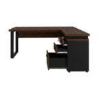 Móveis para Escritório Mesa para Escritório em “L” com Gaveteiro 1,70×1,60m – Louro / Preto – 34441