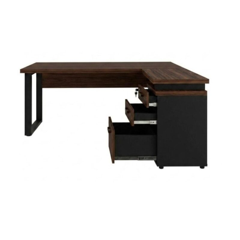 Móveis para Escritório Mesa para Escritório em “L” com Gaveteiro 1,50×1,50m - Louro / Preto - 34440