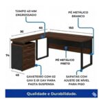 Móveis para Escritório Mesa para Escritório em “L” com Gaveteiro 1,50×1,50m - Louro / Preto - 34440