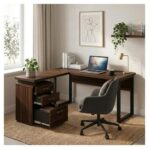 Móveis para Escritório Mesa para Escritório em “L” com Gaveteiro 1,50×1,50m - Louro / Preto - 34440