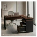 Móveis para Escritório Mesa para Escritório em “L” com Gaveteiro 1,50×1,50m - Louro / Preto - 34440