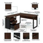 Móveis para Escritório Mesa para Escritório em “L” com Gaveteiro 1,50×1,50m - Louro / Preto - 34440