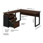 Móveis para Escritório Mesa para Escritório em “L” com Gaveteiro 1,70×1,60m – Louro / Preto – 34441