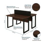 Móveis para Escritório Estação de Trabalho Dupla 1,20x1,35m 02 Lugares Sem Gavetas com ponto de tomada - Louro / Preto - 64000