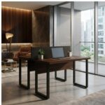 Móveis para Escritório Mesa Estação de Trabalho Dupla 1,50x1,35m 2 Lugares c/ Gavetas c/ ponto de tomada PÉ QUADRO - WORKSTART - MARSALA/PRETO