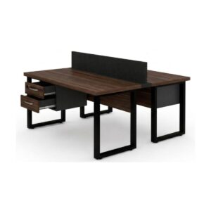 Móveis para Escritório Mesa Estação de Trabalho Dupla 1,50x1,35m 2 Lugares c/ Gavetas c/ ponto de tomada PÉ QUADRO - WORKSTART - MARSALA/PRETO