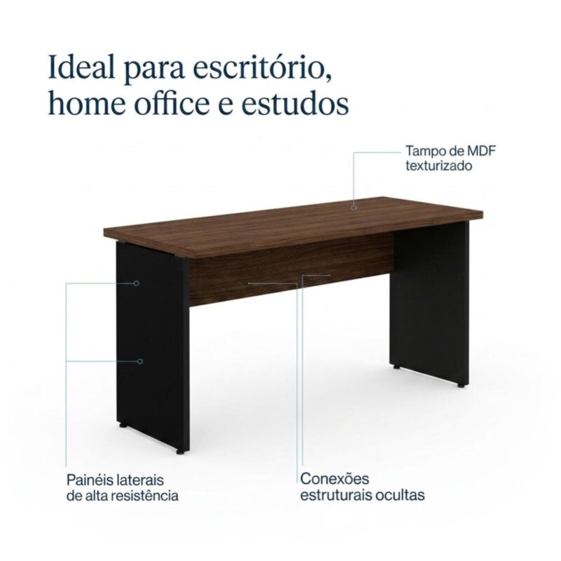 Móveis para Escritório Mesa para Escritório 1,20x0,60m - Sem Gavetas - Louro / Preto - 23470