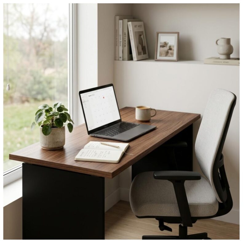 Móveis para Escritório Mesa para Escritório 1,20x0,60m - Sem Gavetas - Louro / Preto - 23470