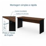Móveis para Escritório Mesa para Escritório 1,20x0,60m - Sem Gavetas - Louro / Preto - 23470