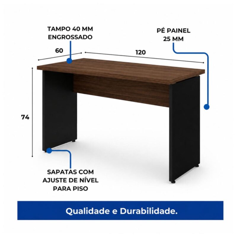Móveis para Escritório Mesa para Escritório 1,20x0,60m - Sem Gavetas - Louro / Preto - 23470