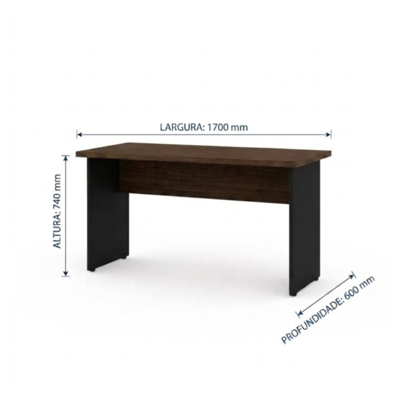 Móveis para Escritório Mesa para Escritório 1,70x0,60m - Sem Gavetas - Louro / Preto - 23474