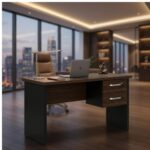 Móveis para Escritório Mesa para Escritório 1,20×0,60m – Com Gavetas – Louro / Preto – 23471