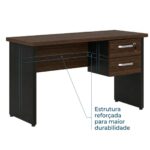 Móveis para Escritório Mesa para Escritório 1,50×0,60m – Com Gavetas – Louro / Preto – 23473
