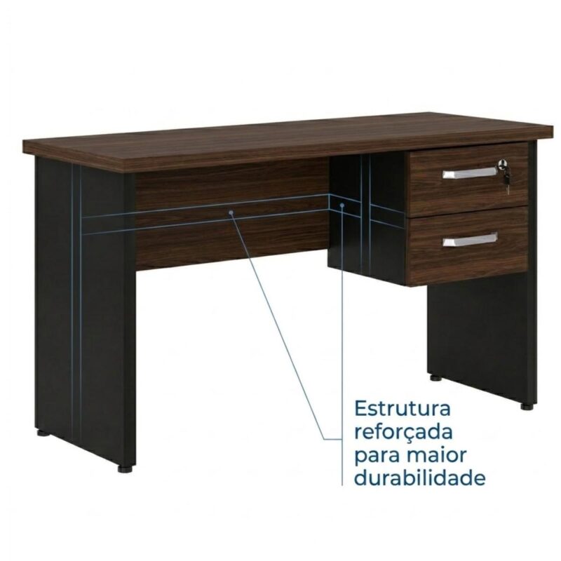 Móveis para Escritório Mesa para Escritório 1,70×0,60m – Com Gavetas – Louro / Preto – 23475
