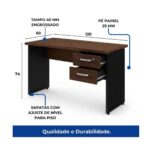 Móveis para Escritório Mesa para Escritório 1,20×0,60m – Com Gavetas – Louro / Preto – 23471