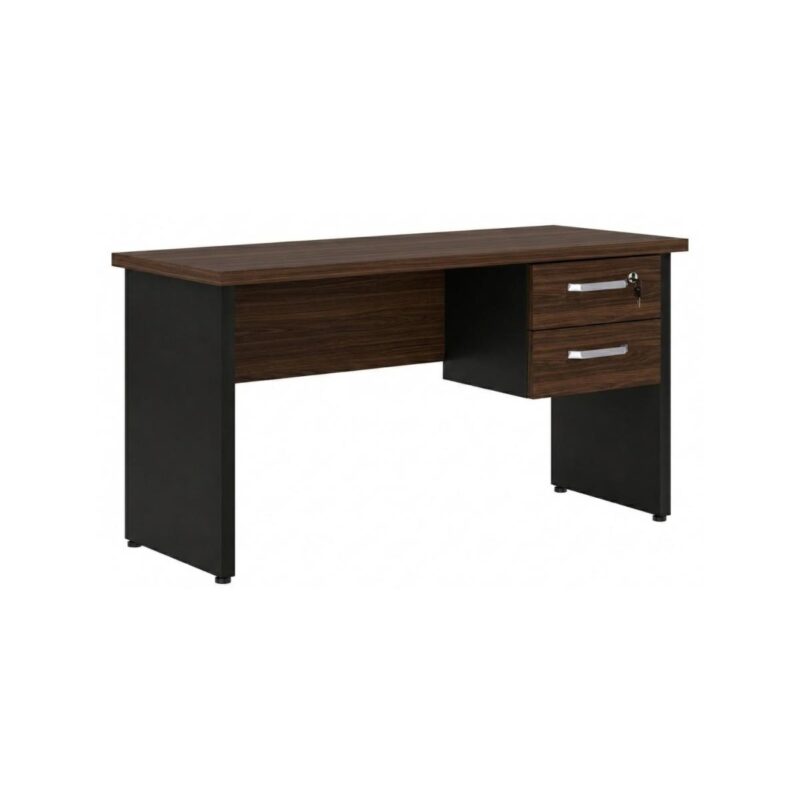 Móveis para Escritório Mesa para Escritório 1,35×0,60m – Com Gavetas – Louro / Preto – 25421