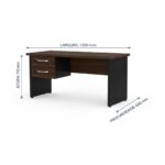 Móveis para Escritório Mesa para Escritório 1,50×0,60m – Com Gavetas – Louro / Preto – 23473