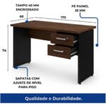 Móveis para Escritório Mesa para Escritório 1,70×0,60m – Com Gavetas – Louro / Preto – 23475