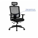 Imagem técnica do encosto em tela mesh com regulagem de altura da cadeira presidente ergonômica NR-17.