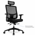 Imagem técnica do conjunto entre assento estofado e encosto em tela mesh da cadeira presidente ergonômica.