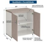 Móveis para Escritório Armário Baixo Escritório com 02 Portas - 0,80x0,0,46m - Fresno / Branco - 71024