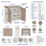 Móveis para Escritório Armário Baixo Escritório com 02 Portas - 0,80x0,0,46m - Fresno / Branco - 71024