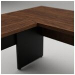 Móveis para Escritório Mesa para Escritório em "L" (Mesa 1,50m + Mesa Auxiliar) - Sem Gavetas - Louro / Preto - 23476