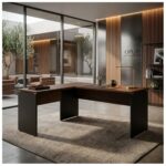 Móveis para Escritório Mesa para Escritório em "L" (Mesa 1,50m + Mesa Auxiliar) - Sem Gavetas - Louro / Preto - 23476