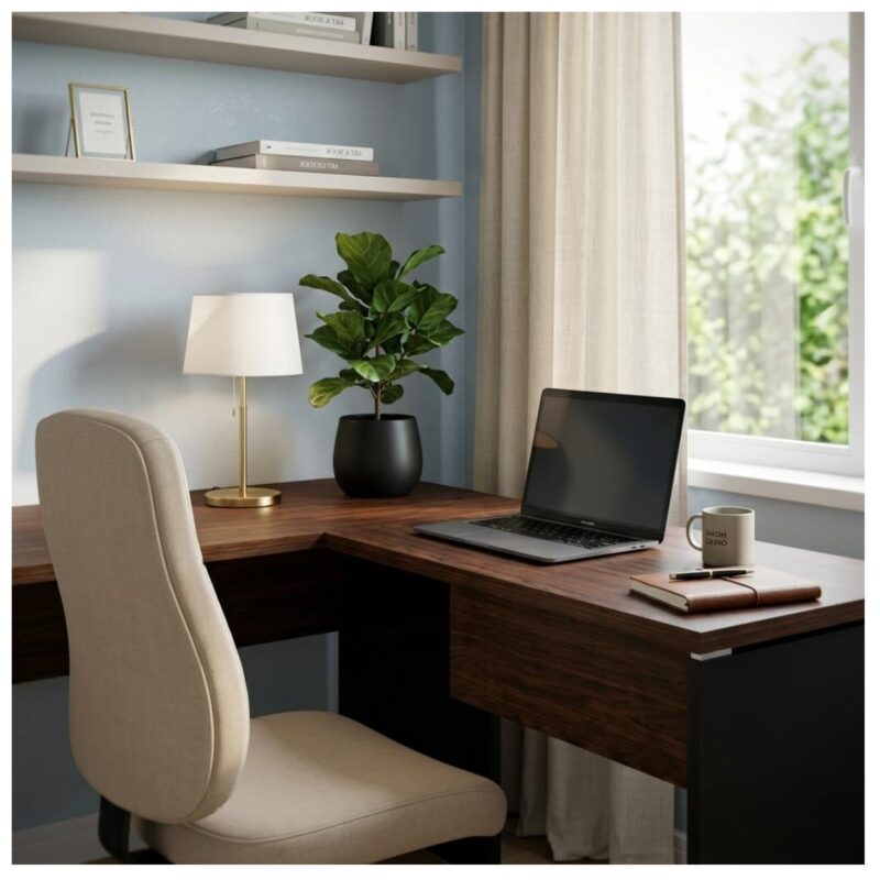 Móveis para Escritório Mesa para Escritório em "L" (Mesa 1,70m + Mesa Auxiliar) - Sem gavetas - Louro / Preto - 23478