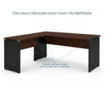 Móveis para Escritório Mesa para Escritório em "L" (Mesa 1,50m + Mesa Auxiliar) - Sem Gavetas - Louro / Preto - 23476