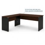 Móveis para Escritório Mesa para Escritório em "L" (Mesa 1,50m + Mesa Auxiliar) - Sem Gavetas - Louro / Preto - 23476