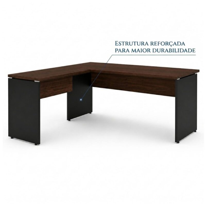 Móveis para Escritório Mesa para Escritório em "L" (Mesa 1,50m + Mesa Auxiliar) - Sem Gavetas - Louro / Preto - 23476
