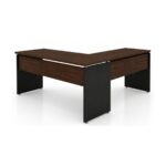 Móveis para Escritório Mesa para Escritório em L (Mesa 1,70m + Mesa Auxiliar) Com Gavetas – Louro / Preto – 23479