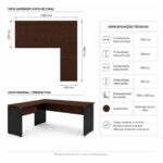 Móveis para Escritório Mesa para Escritório em "L" (Mesa 1,35m + Mesa Auxiliar) - Sem Gavetas - Louro / Preto - 25422