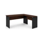 Móveis para Escritório Mesa para Escritório em "L" (Mesa 1,35m + Mesa Auxiliar) - Sem Gavetas - Louro / Preto - 25422