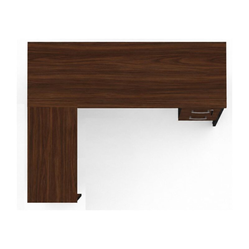 Móveis para Escritório Mesa para Escritório em L (Mesa 1,70m + Mesa Auxiliar) Com Gavetas – Louro / Preto – 23479