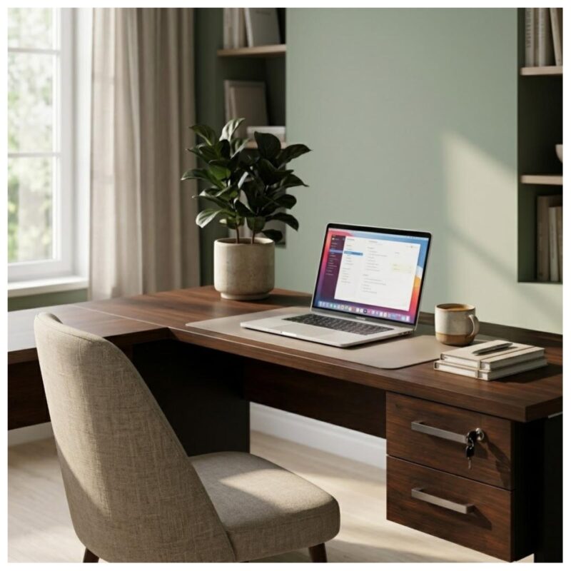 Móveis para Escritório Mesa para Escritório em L (Mesa 1,70m + Mesa Auxiliar) Com Gavetas – Louro / Preto – 23479