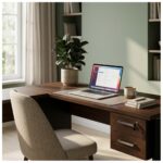 Móveis para Escritório Mesa para Escritório em L (Mesa 1,35m + Mesa Auxiliar) Com Gavetas – Louro / Preto – 25423