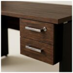 Móveis para Escritório Mesa para Escritório em L (Mesa 1,35m + Mesa Auxiliar) Com Gavetas – Louro / Preto – 25423